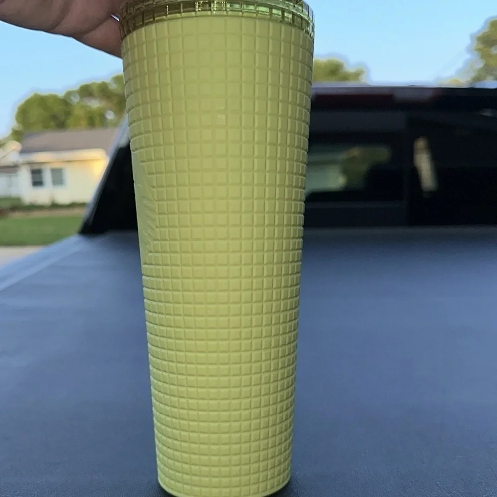 New Starbucks Meadow Yellow Soft Touch Tumbler 24oz